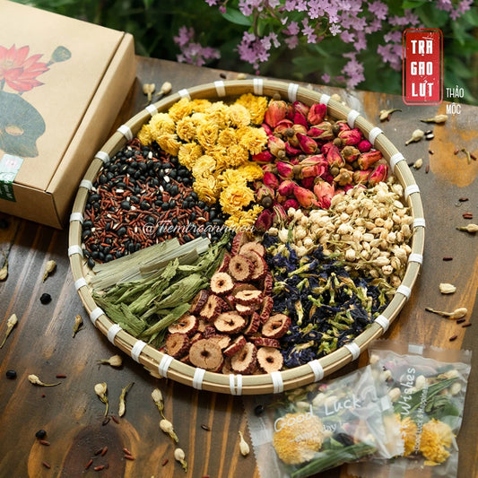 Trà Gạo Lứt Thảo Mộc mix 8 vị thảo mộc thải độc gan, thanh lọc cơ thể, dưỡng da
