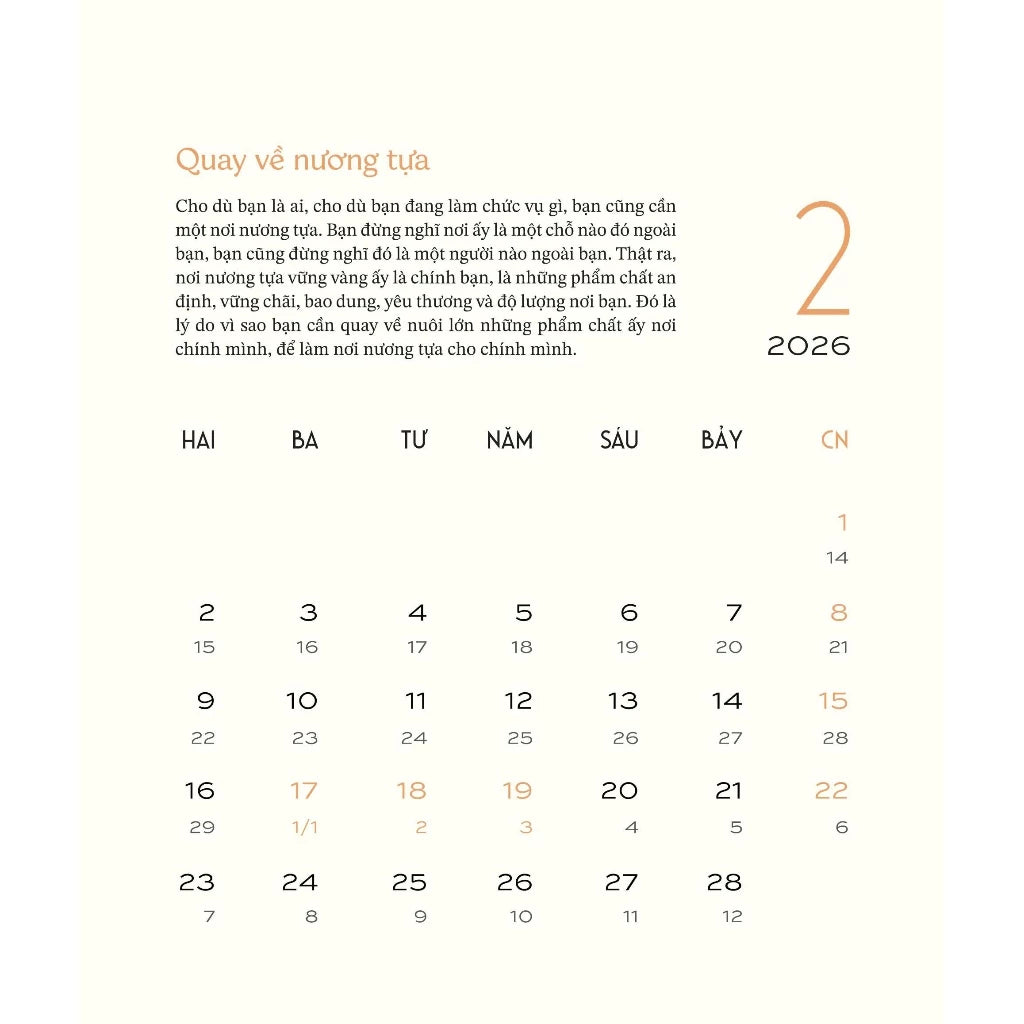 Lịch thư pháp Làng Mai 2026 - Lòng đất nở hoa trời