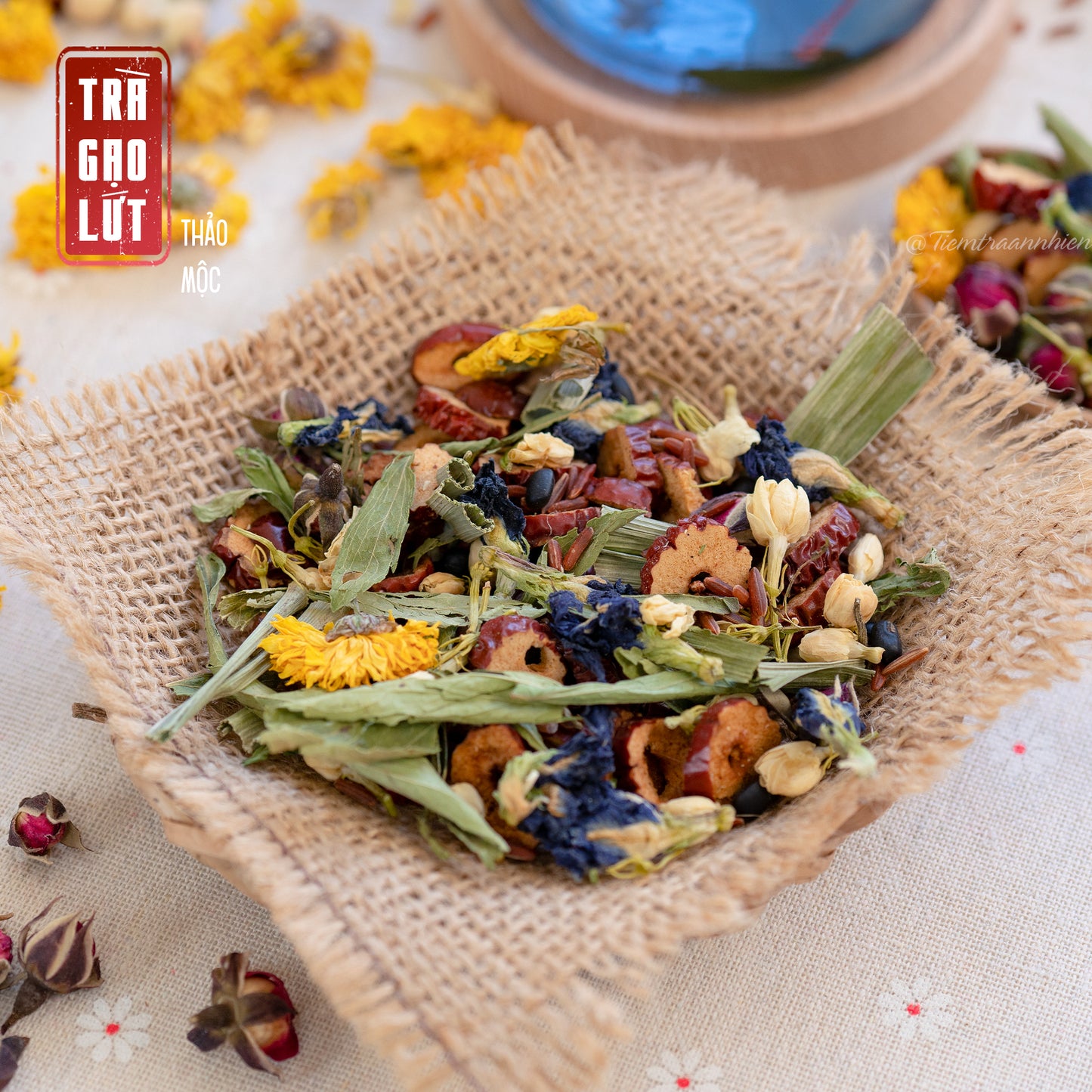 Trà Gạo Lứt Thảo Mộc mix 8 vị thảo mộc thải độc gan, thanh lọc cơ thể, dưỡng da