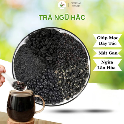 Trà Ngũ Hắc Thảo Mộc Thiên Nhiên - Hỗ trợ mọc tóc nhanh, giảm rụng tóc, đen tóc tự nhiên, Hộp 30 Gói
