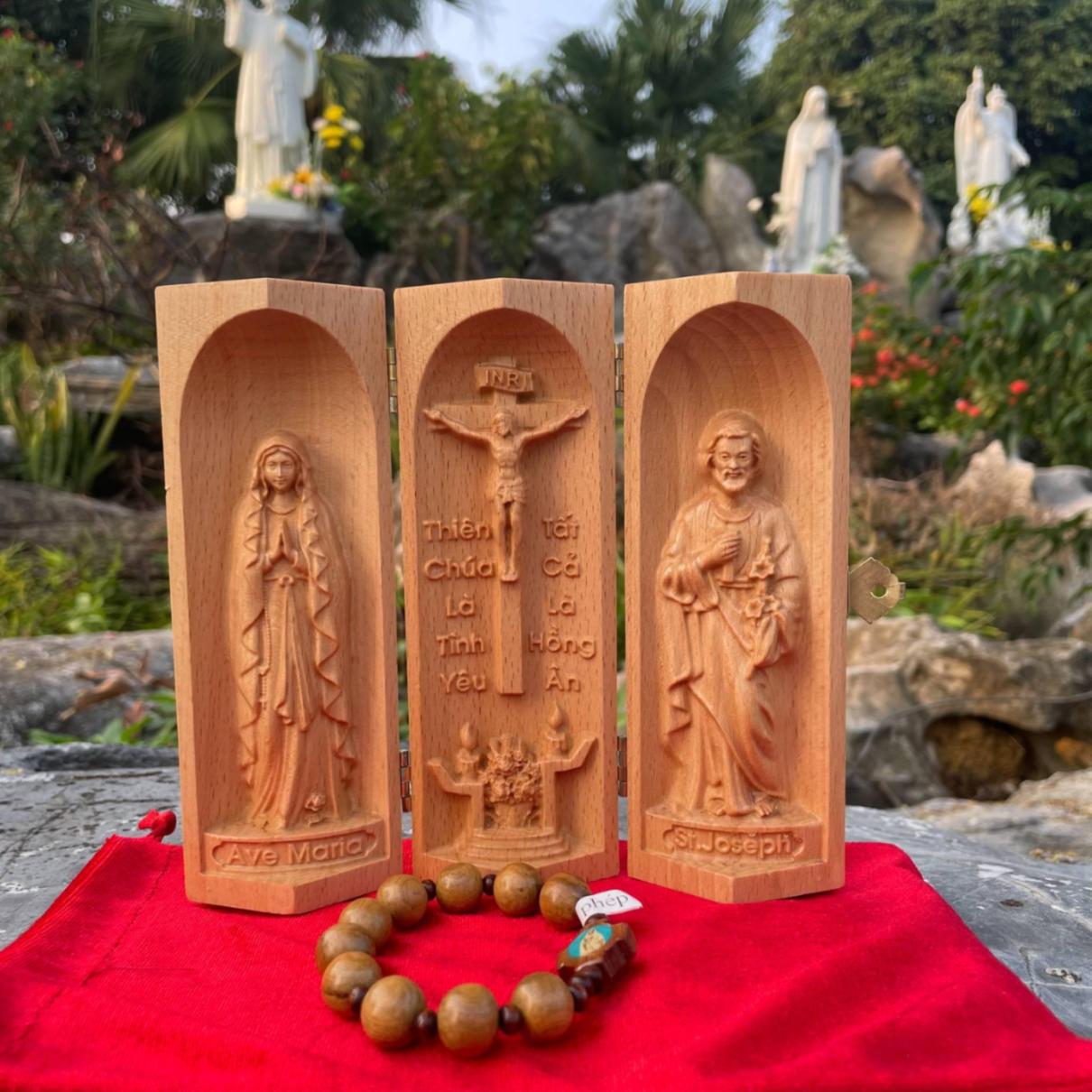 Tượng Gỗ Công Giáo Mini Gấp Gọn - Chế tác thủ công
