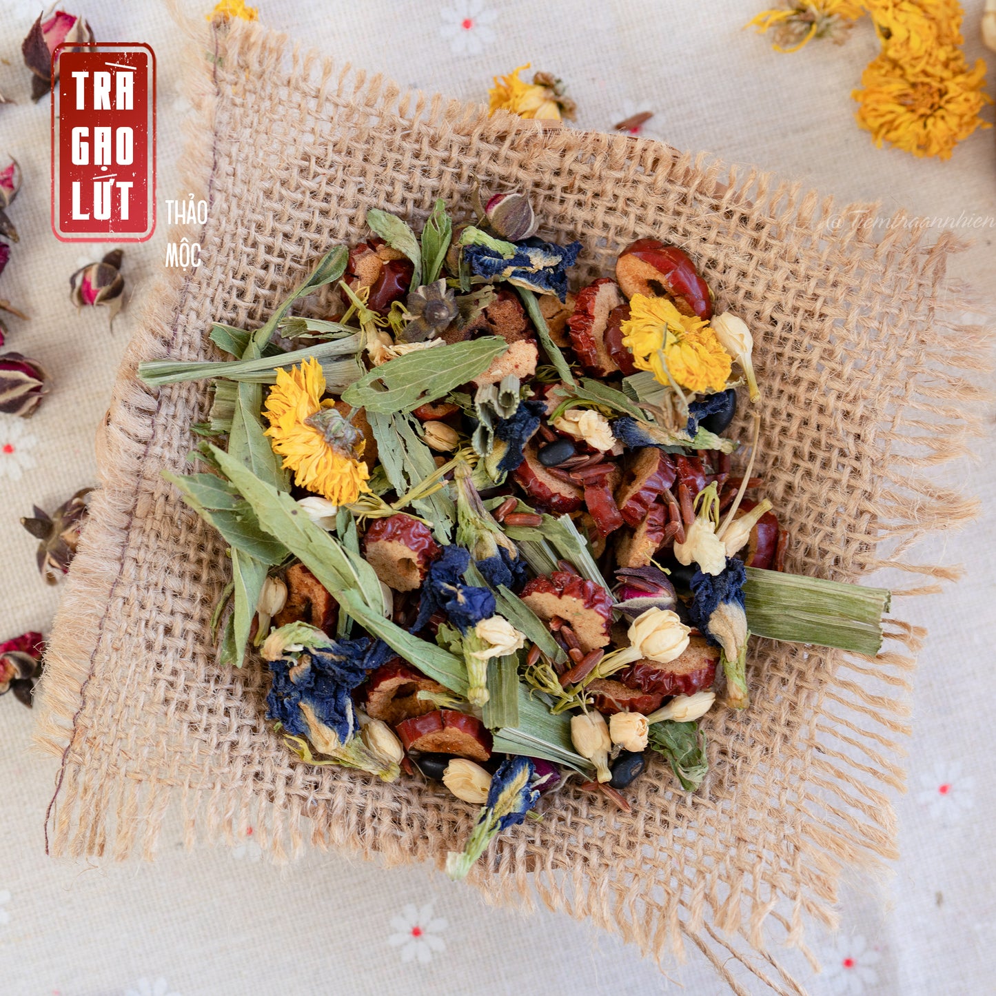 Trà Gạo Lứt Thảo Mộc mix 8 vị thảo mộc thải độc gan, thanh lọc cơ thể, dưỡng da