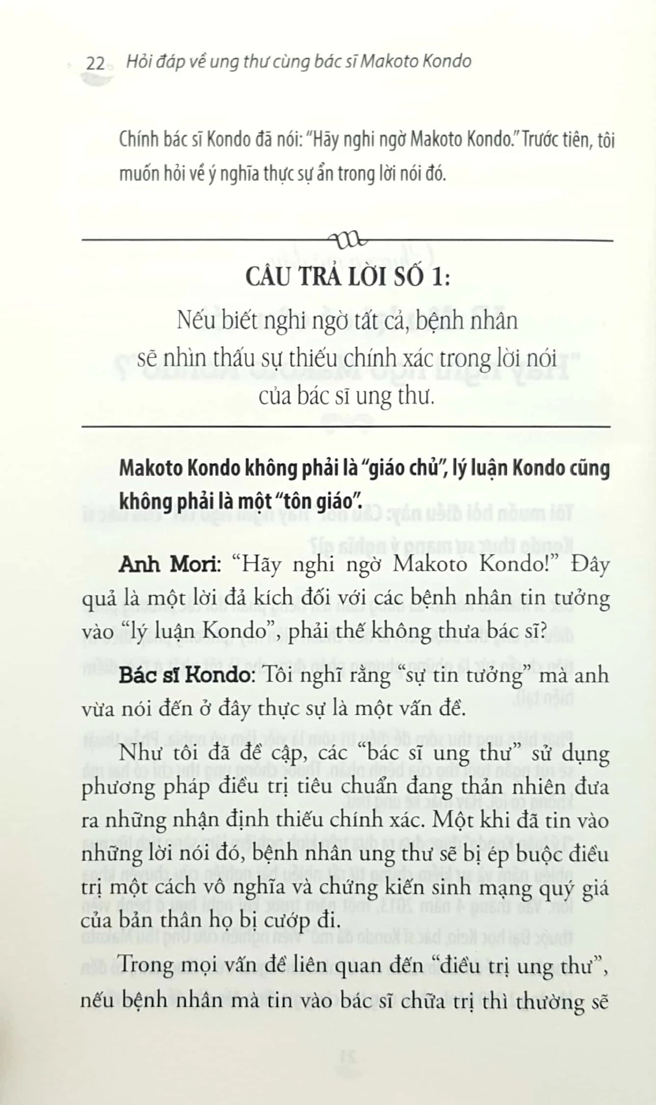 HỎI ĐÁP VỀ UNG THƯ CÙNG BÁC SĨ MAKOTO KONDO