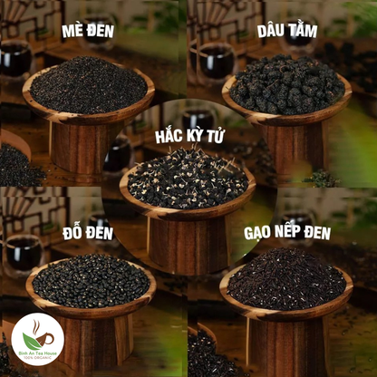 Trà Ngũ Hắc Thảo Mộc Thiên Nhiên - Hỗ trợ mọc tóc nhanh, giảm rụng tóc, đen tóc tự nhiên, Hộp 30 Gói