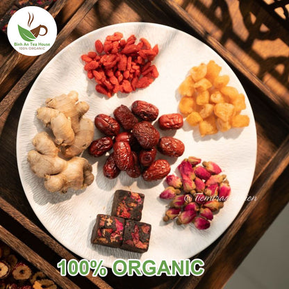 Trà Gừng Đường Nâu Thảo Mộc - nuôi dưỡng khí huyết, tắm da hồng hào