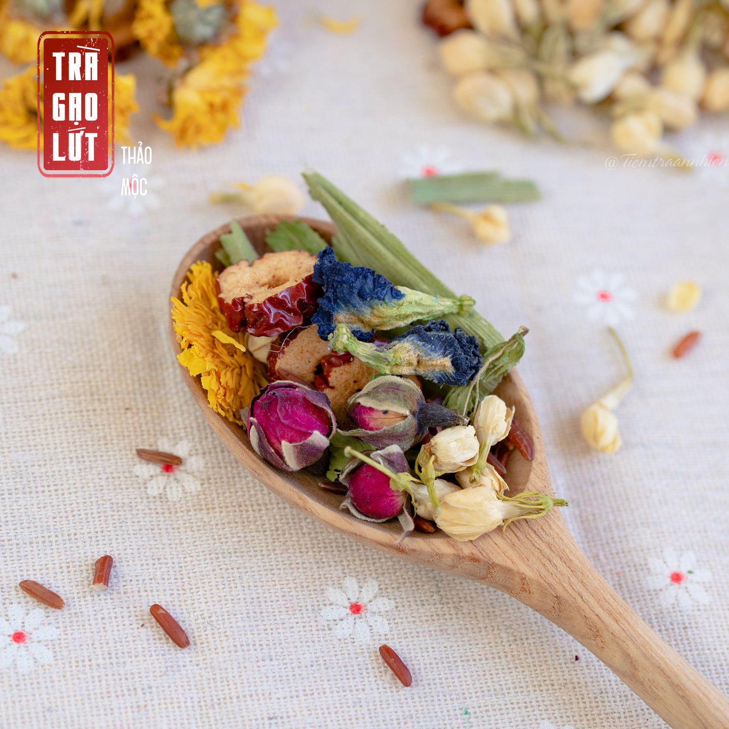 Trà Gạo Lứt Thảo Mộc mix 8 vị thảo mộc thải độc gan, thanh lọc cơ thể, dưỡng da