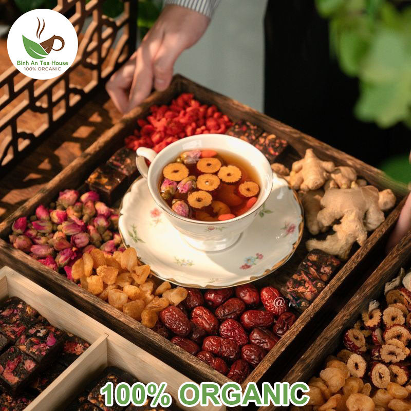 Trà Gừng Đường Nâu Thảo Mộc - nuôi dưỡng khí huyết, tắm da hồng hào