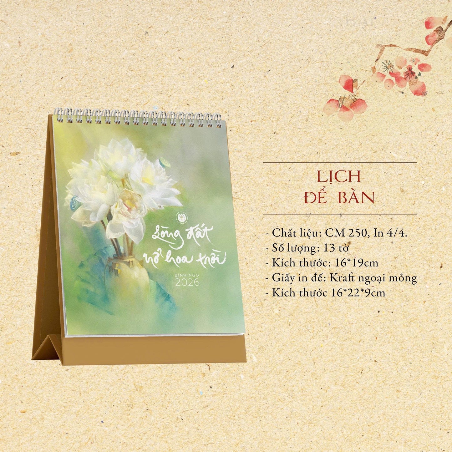 Lịch thư pháp Làng Mai 2026 - Lòng đất nở hoa trời