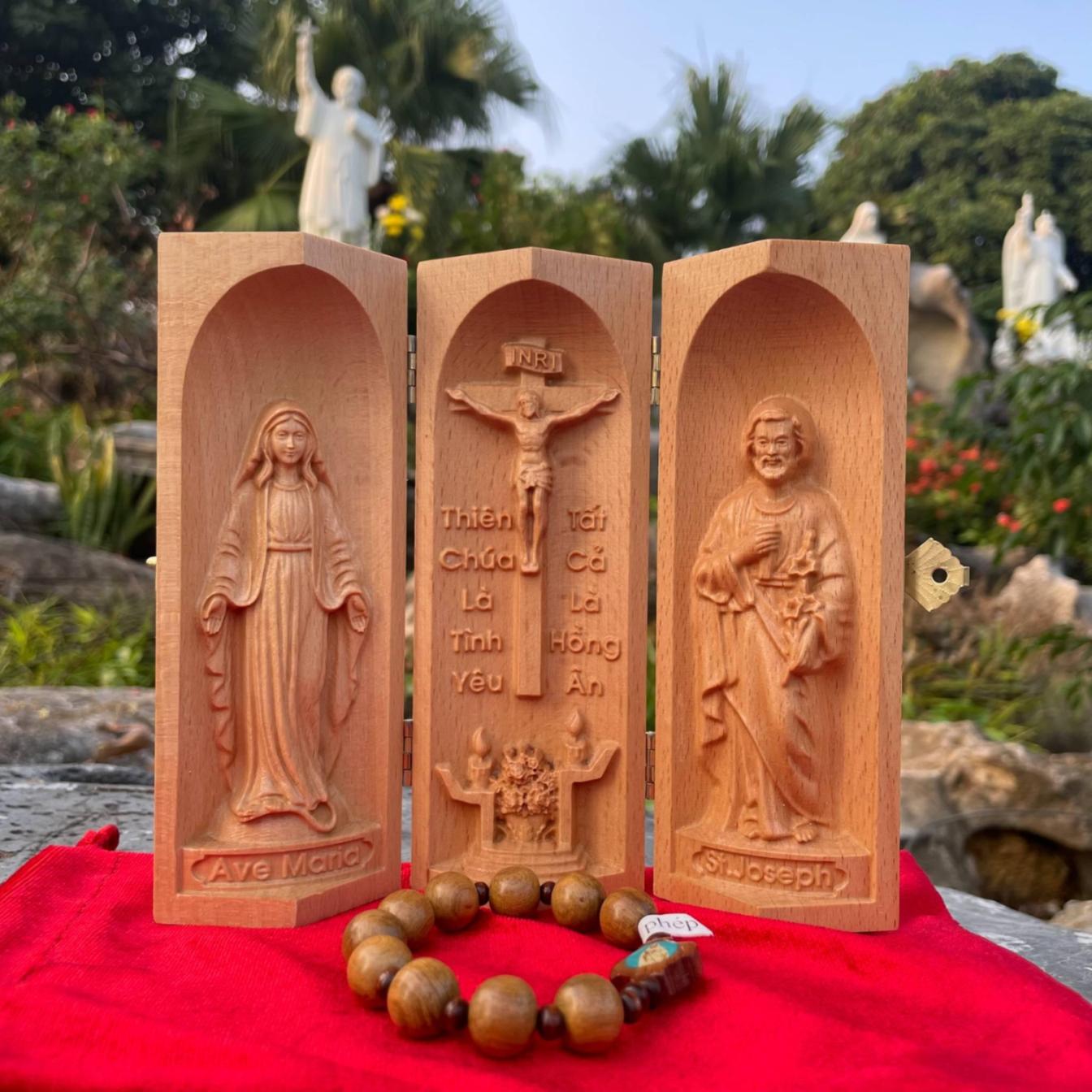 Tượng Gỗ Công Giáo Mini Gấp Gọn - Chế tác thủ công