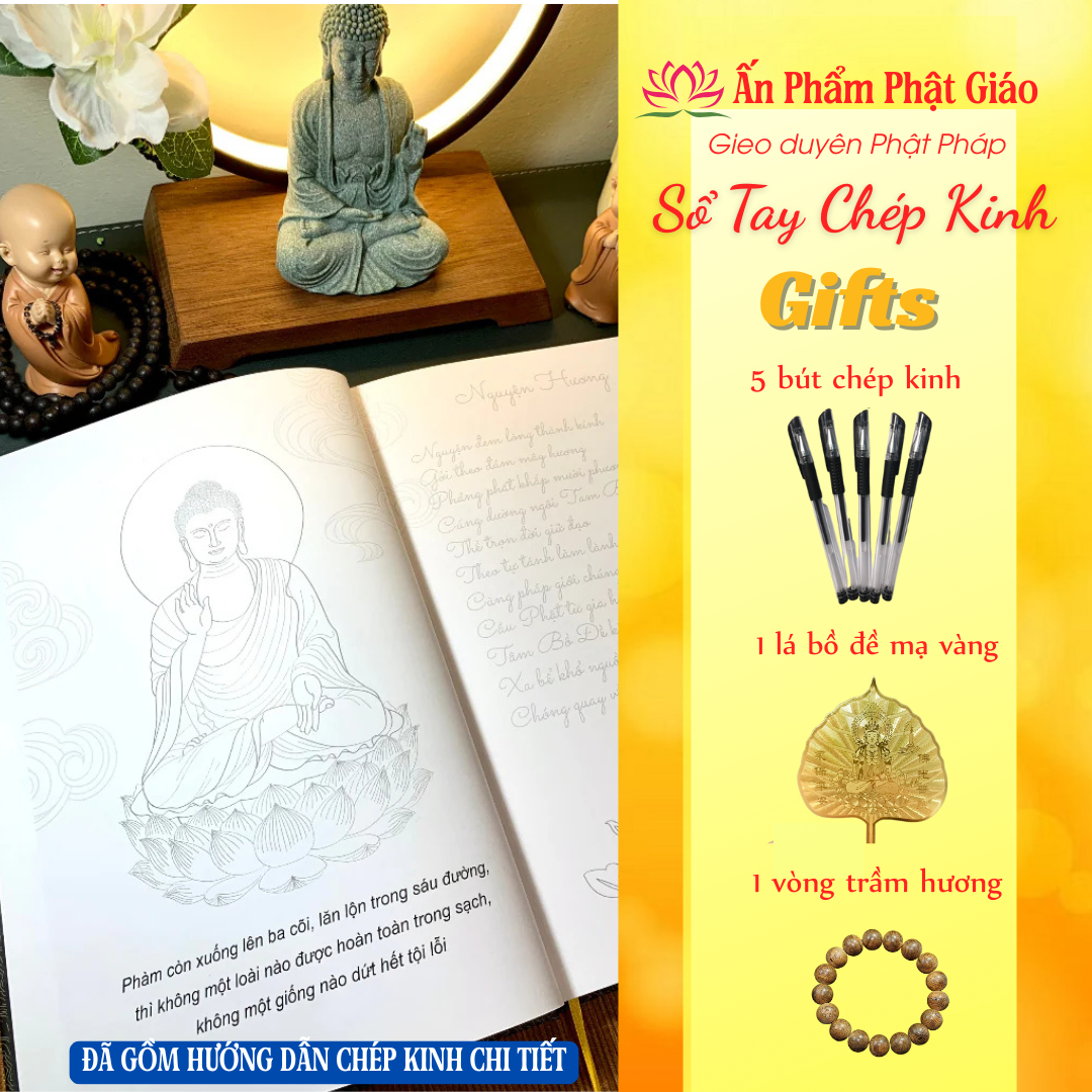 Combo 3 cuốn sổ tay chép kinh Công Đức Vô Lượng: Kinh Địa Tạng Bồ Tát - Kinh Sám Hối - Chú Đại Bi