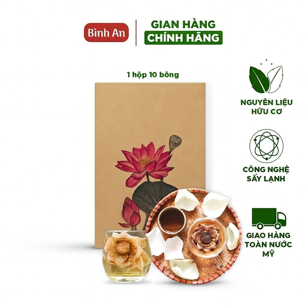 TRÀ SEN HUẾ NGUYÊN BÔNG SẤY LẠNH - AN THẦN, TỐT CHO SỨC KHỎE