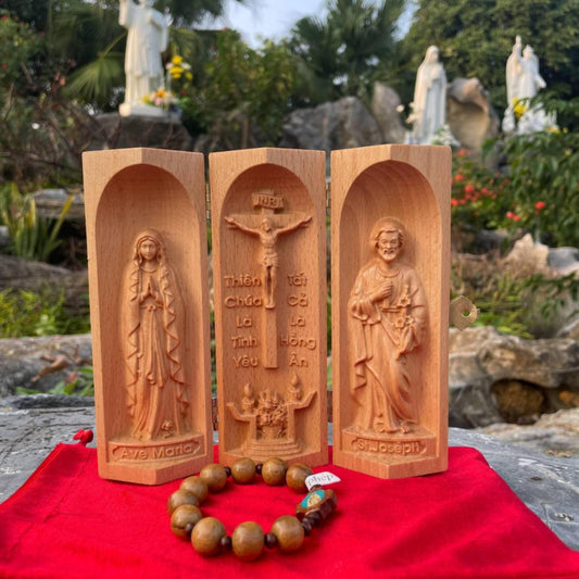 Tượng Gỗ Công Giáo Mini Gấp Gọn - Chế tác thủ công