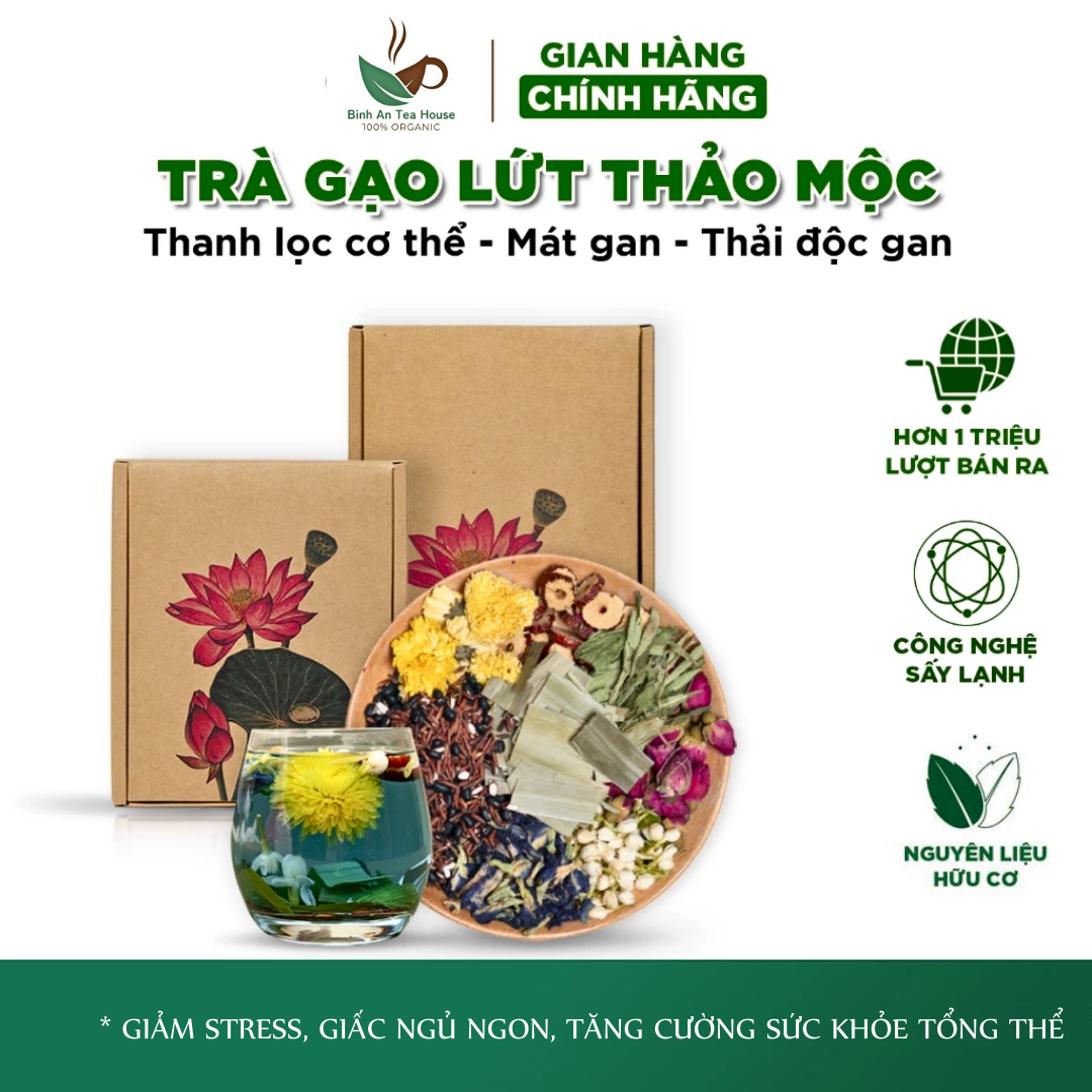 Trà Gạo Lứt Thảo Mộc mix 8 vị thảo mộc thải độc gan, thanh lọc cơ thể, dưỡng da