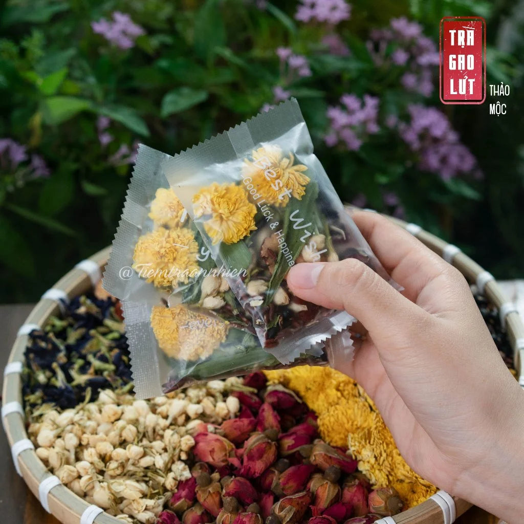 Trà Gạo Lứt Thảo Mộc mix 8 vị thảo mộc thải độc gan, thanh lọc cơ thể, dưỡng da