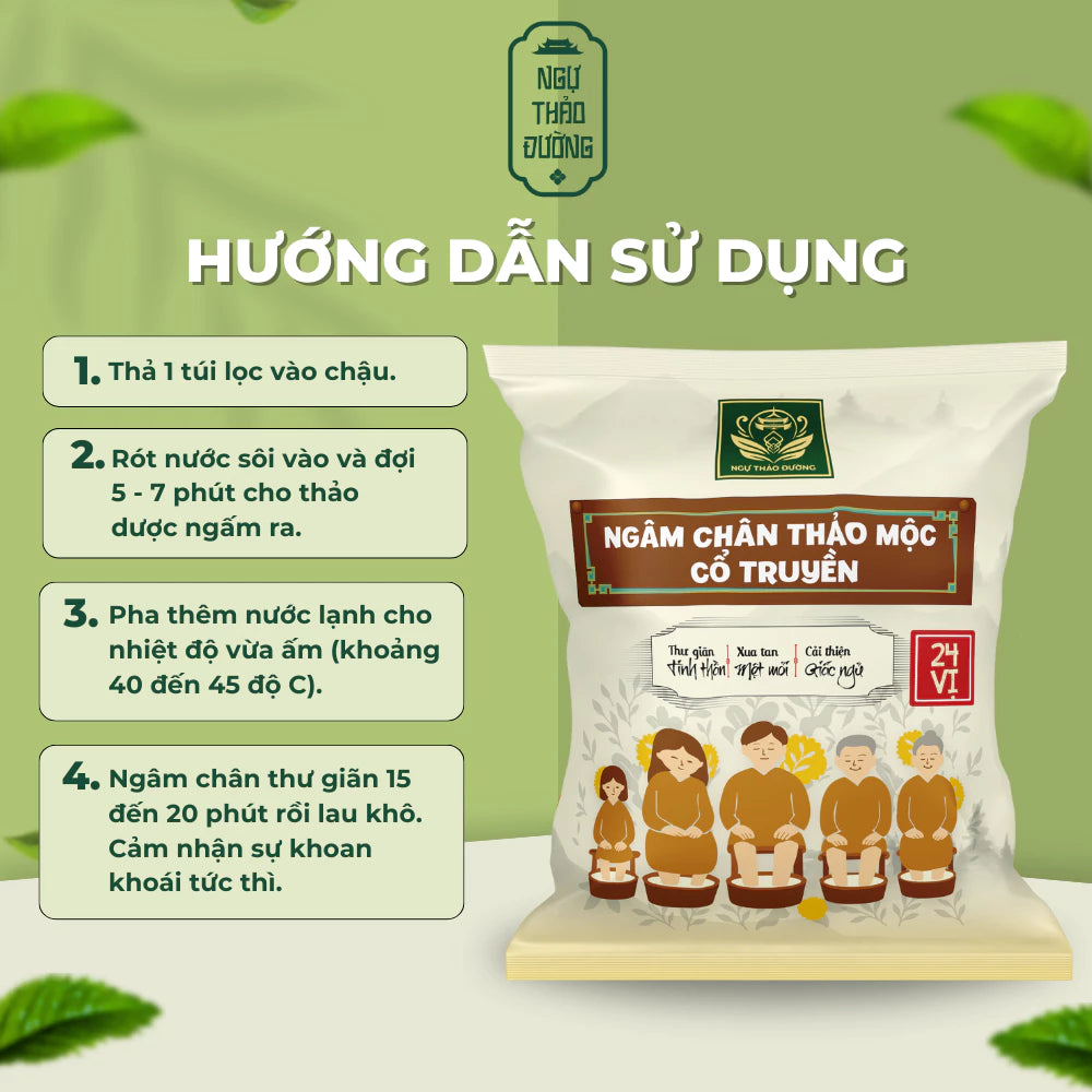 Gói Ngâm Chân Thảo Mộc 24 Vị | Giảm Tê Bì, Mất Ngủ, Đau Nhức | Thư Giãn, Ngủ Ngon Tốt