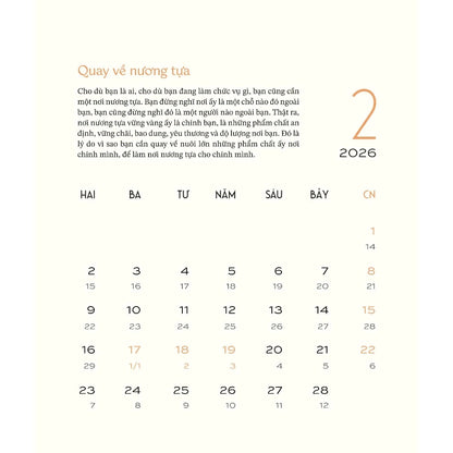 Lịch thư pháp Làng Mai 2026 - Lòng đất nở hoa trời